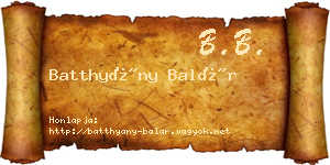 Batthyány Balár névjegykártya
